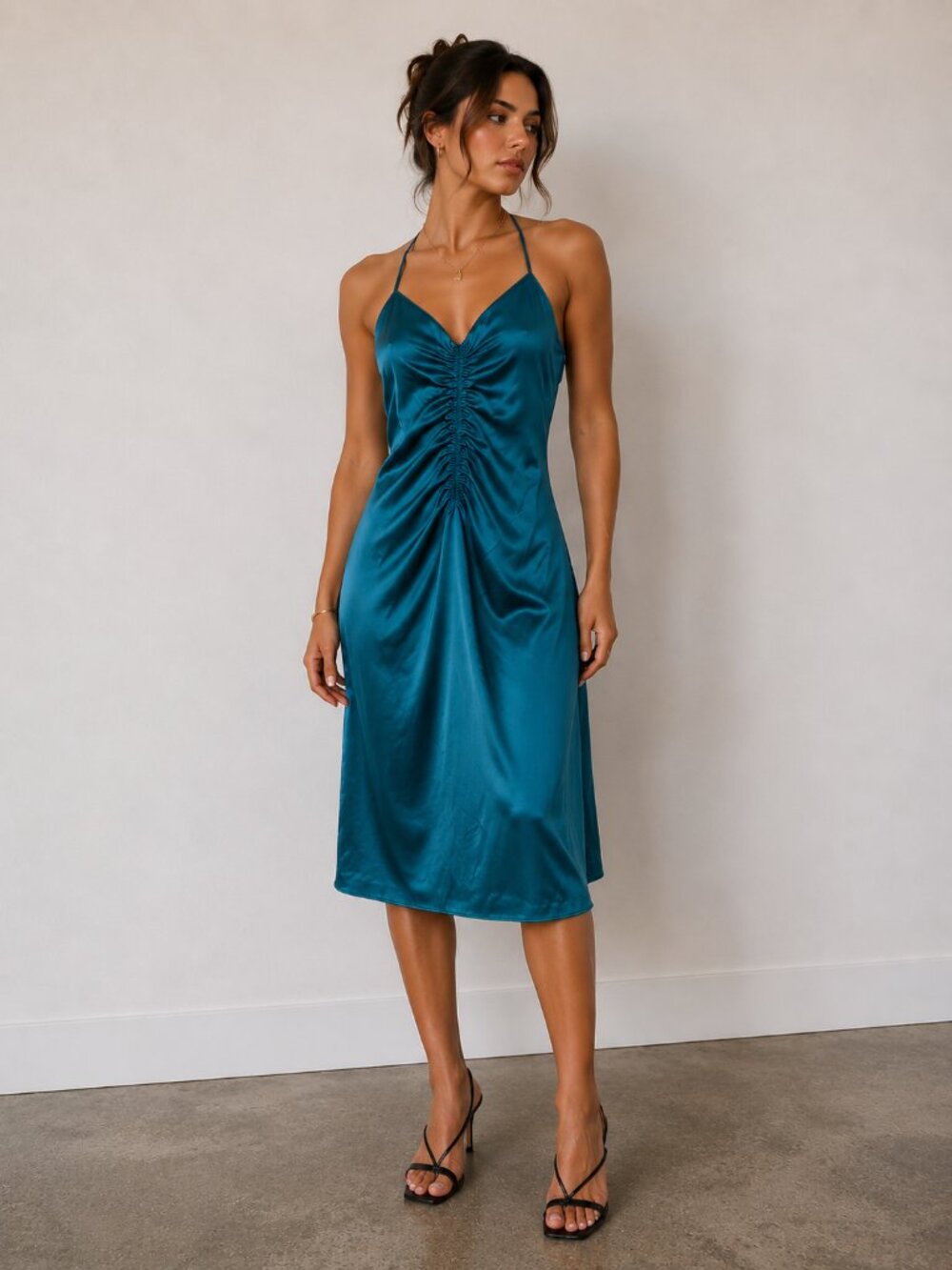Jason Wu Satin Halter Open Back Midi Slip Dress Size Large